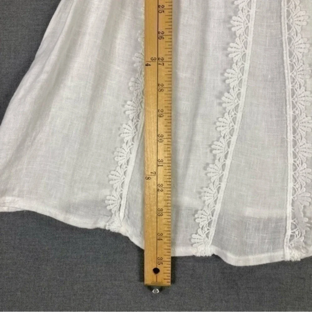 Luisa Ricci Linen Lace Tunic Beach Coverup Dress Women Medium White Cottagecore - Picture 10 of 13